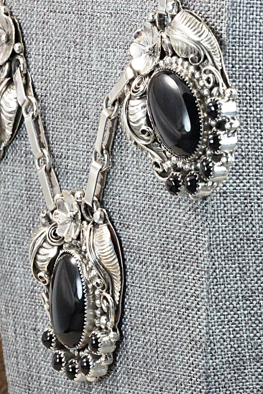 Onyx & Sterling Silver Necklace & Earrings Set - Sandra Parkett - Image 6
