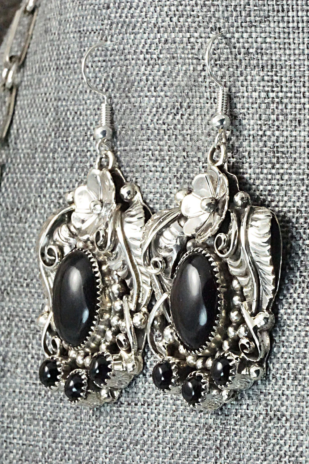 Onyx & Sterling Silver Necklace & Earrings Set - Sandra Parkett - Image 8