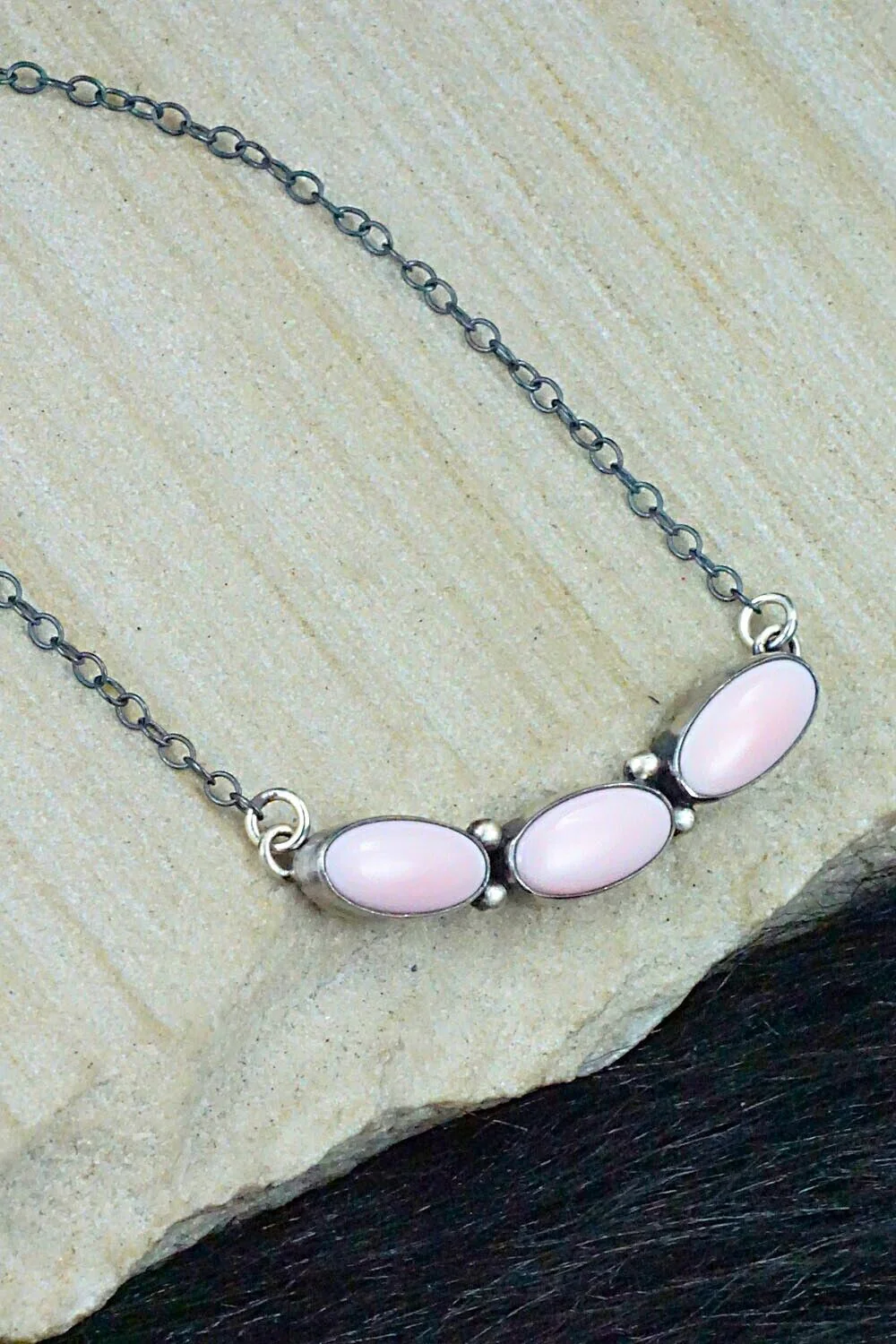 Pink Conch Shell & Sterling Silver Necklace - Loretta Delgarito - Image 7