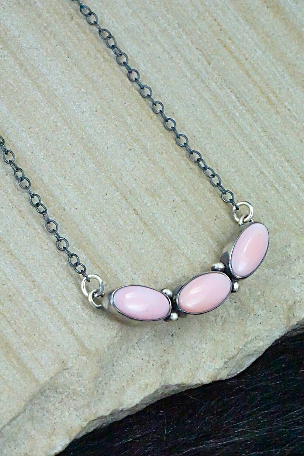 Pink Conch Shell & Sterling Silver Necklace - Loretta Delgarito - Image 7