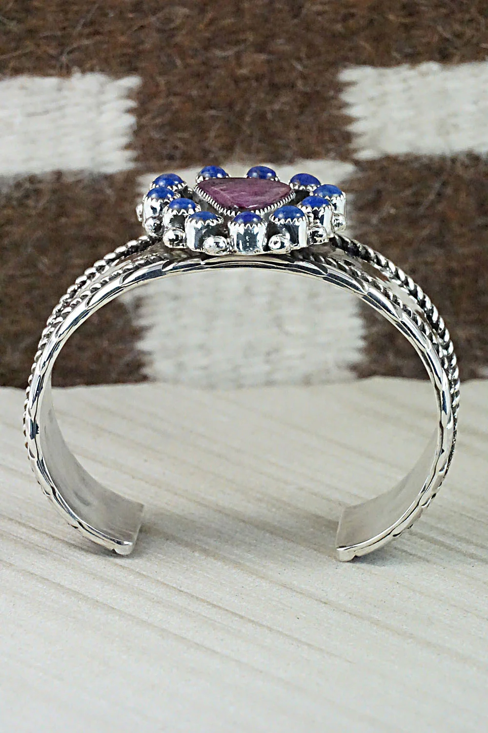 Spiny Oyster, Lapis & Sterling Silver Bracelet - Sandra Parkett - Image 8