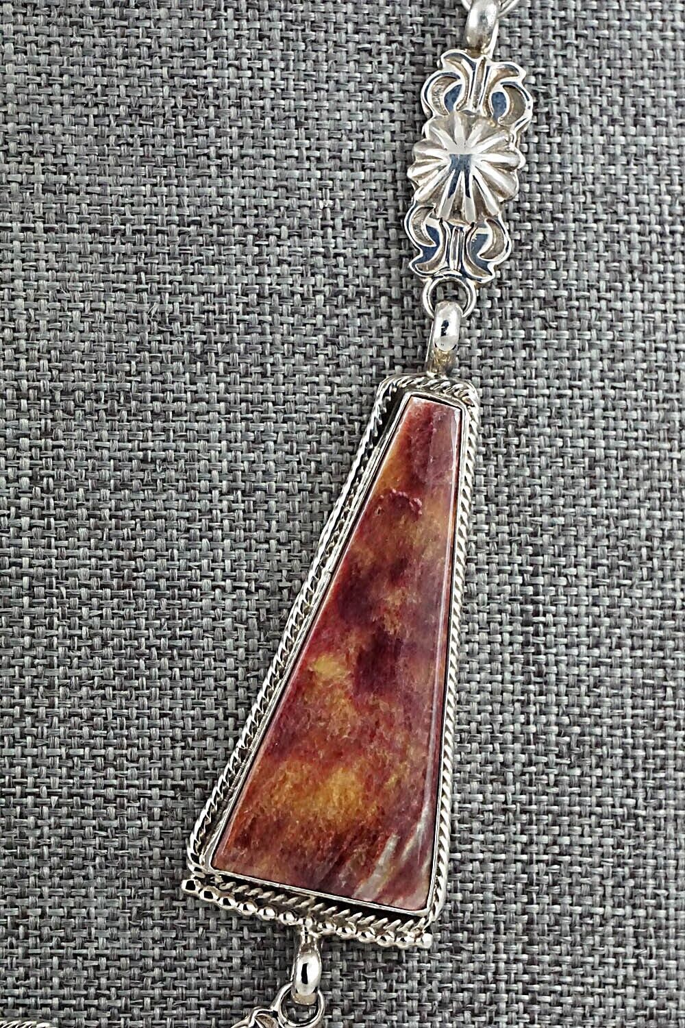 Spiny Oyster & Sterling Silver Necklace and Earrings Set - Annie Spencer - Image 5