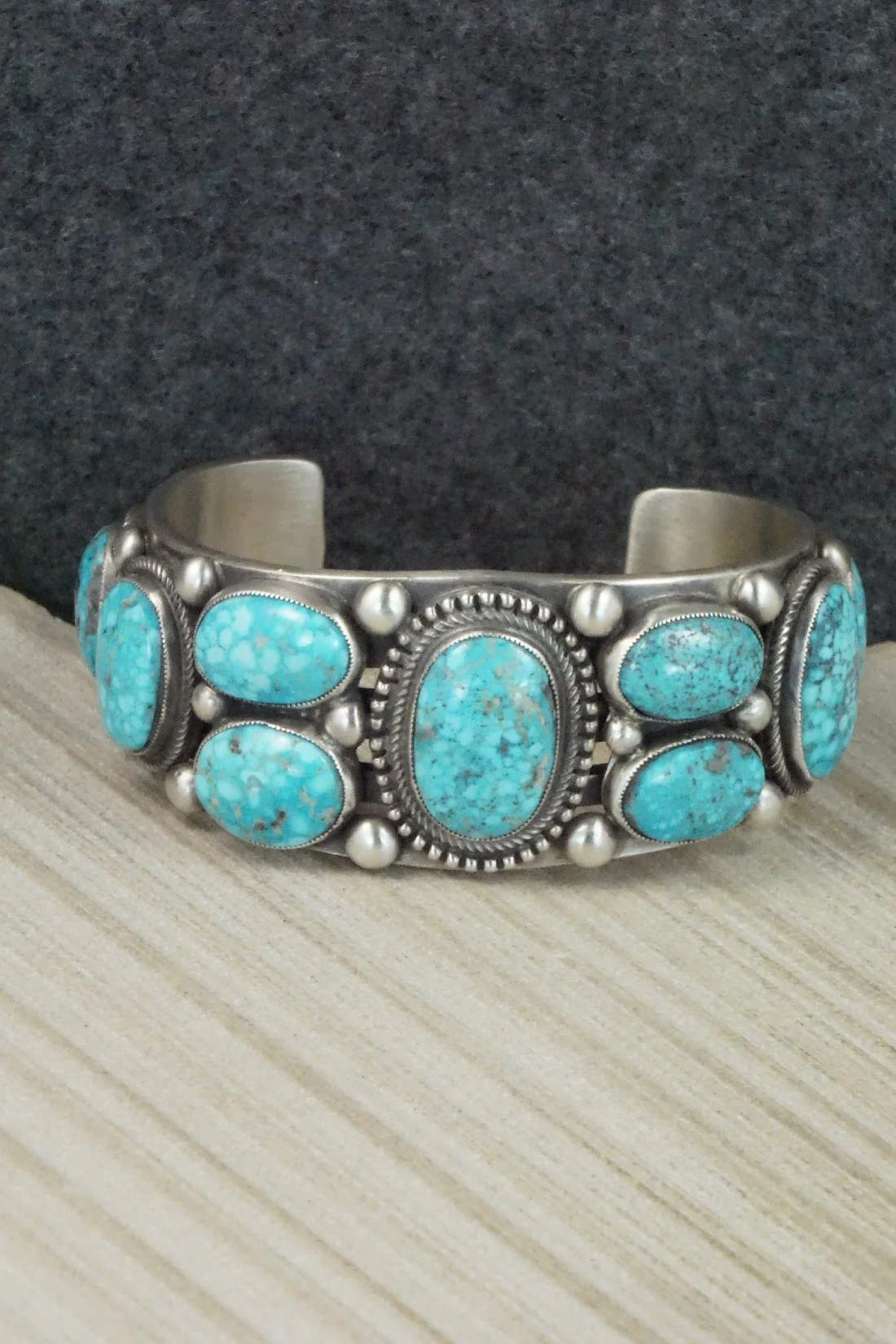 Turquoise and Sterling Silver Bracelet - Calvin Martinez - Image 10