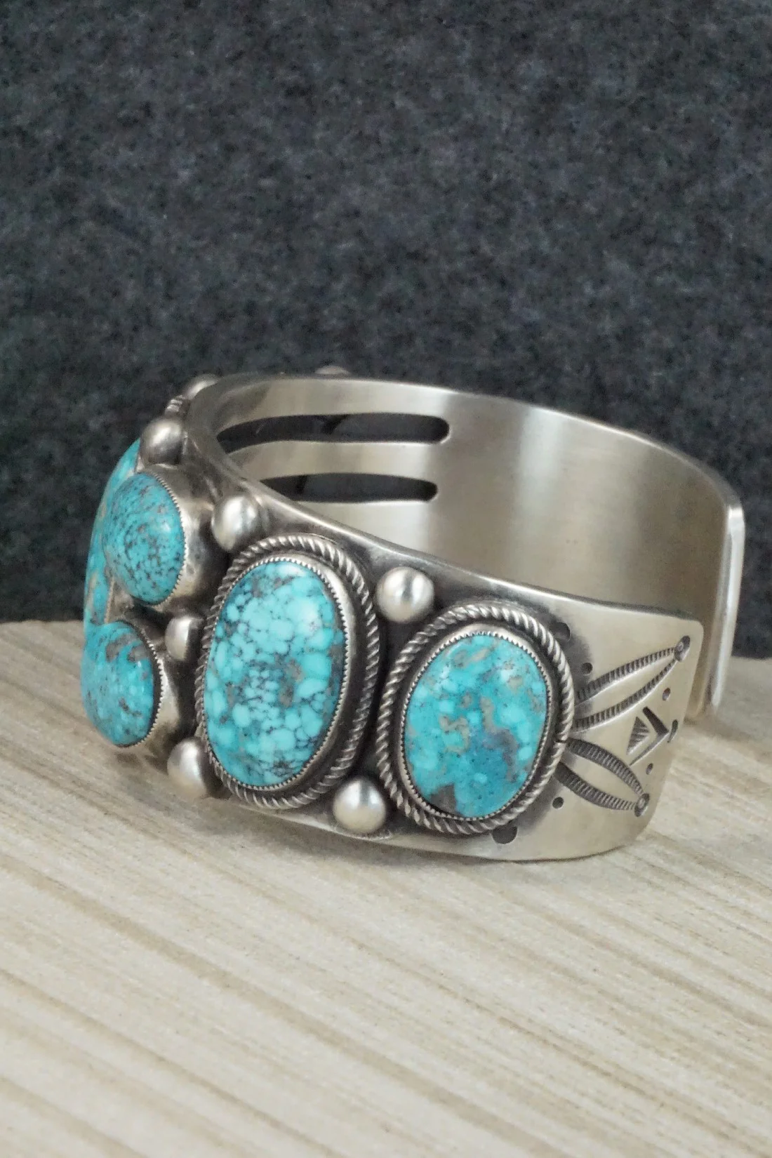 Turquoise and Sterling Silver Bracelet - Calvin Martinez - Image 3