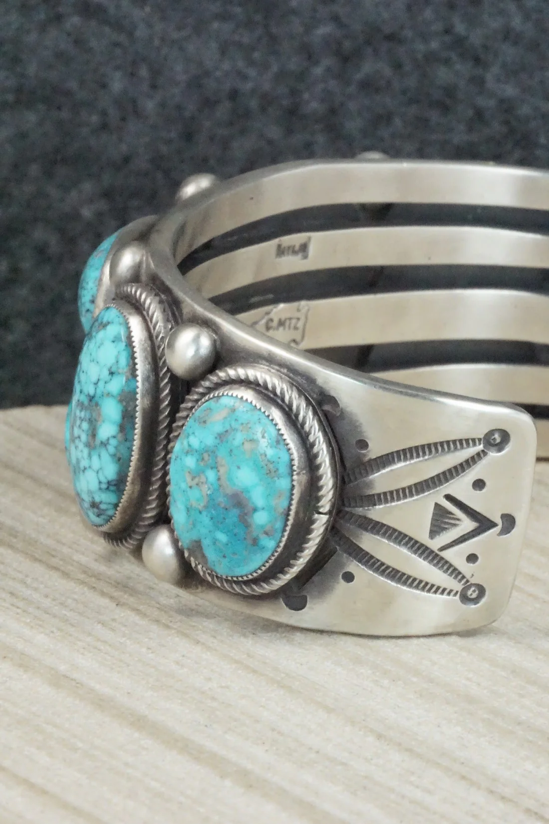 Turquoise and Sterling Silver Bracelet - Calvin Martinez - Image 4