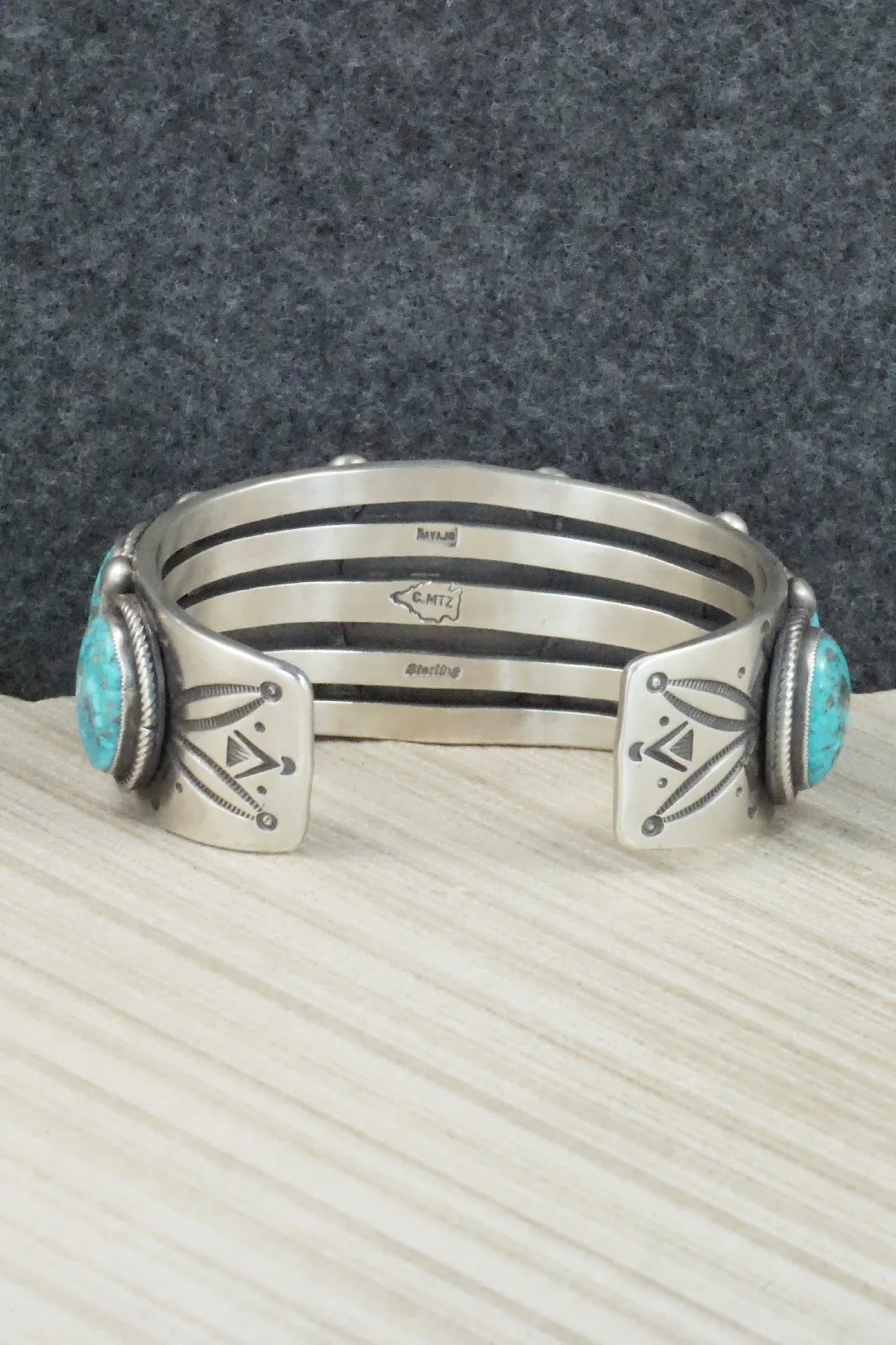 Turquoise and Sterling Silver Bracelet - Calvin Martinez - Image 5