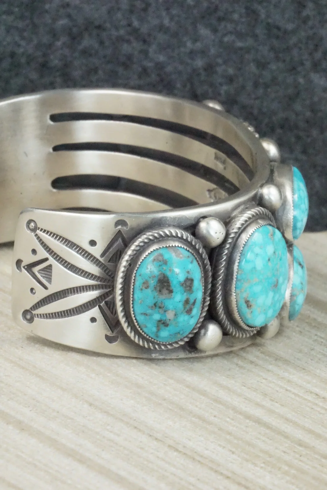 Turquoise and Sterling Silver Bracelet - Calvin Martinez - Image 6