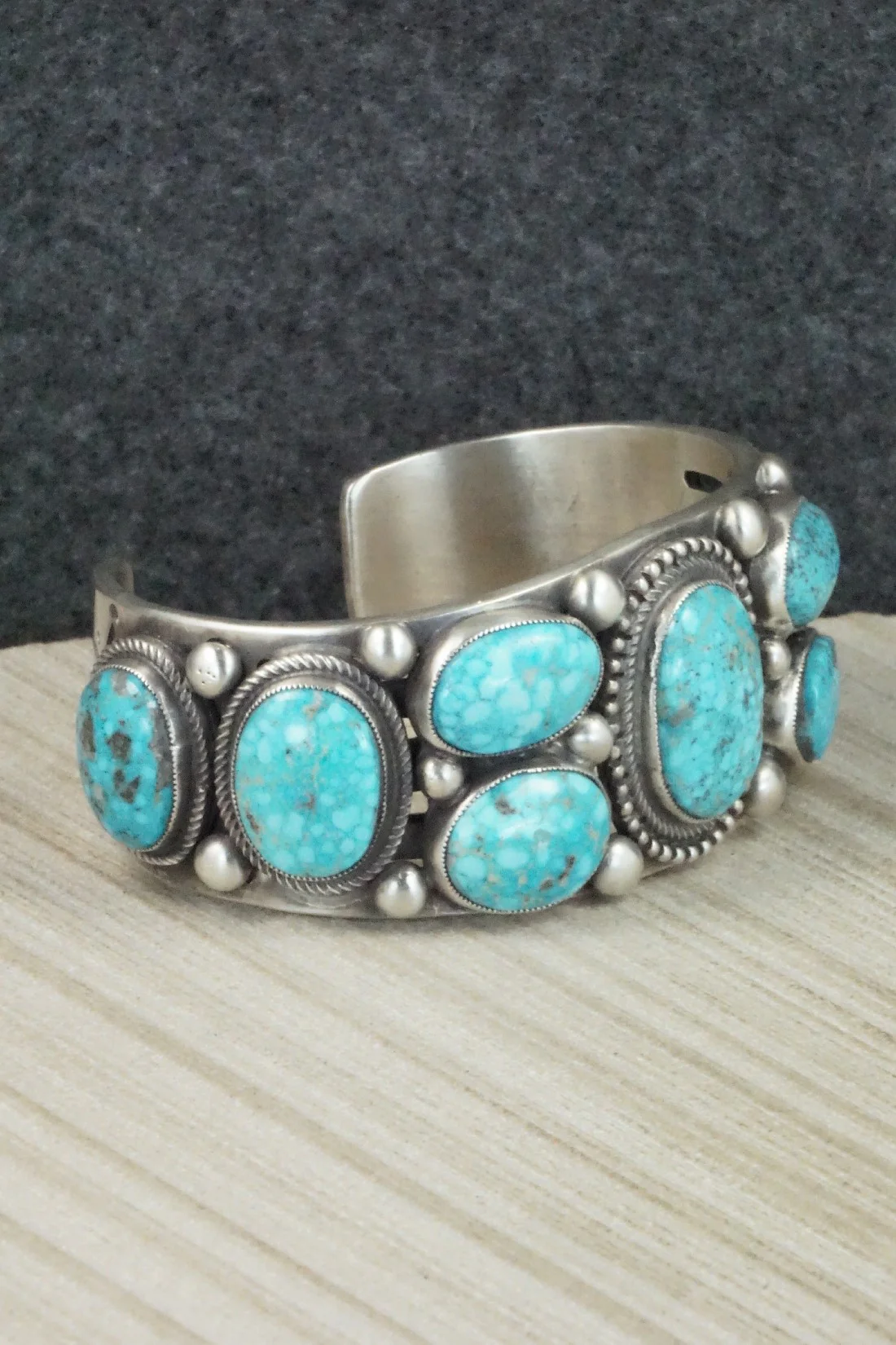 Turquoise and Sterling Silver Bracelet - Calvin Martinez - Image 7