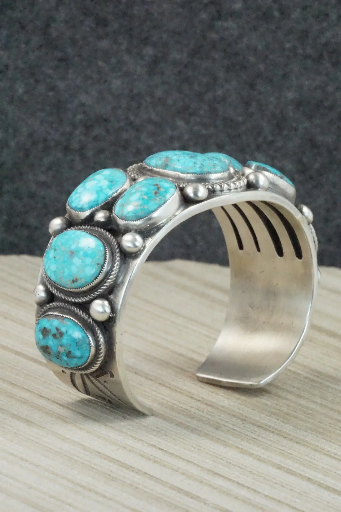 Turquoise and Sterling Silver Bracelet - Calvin Martinez - Image 8