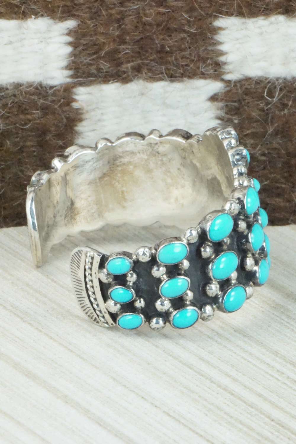 Turquoise and Sterling Silver Bracelet - Kenneth Jones - Image 8
