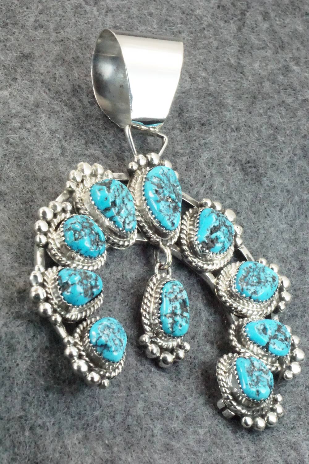 Turquoise and Sterling Silver Naja Pendant - Vernon Johnson - Image 4