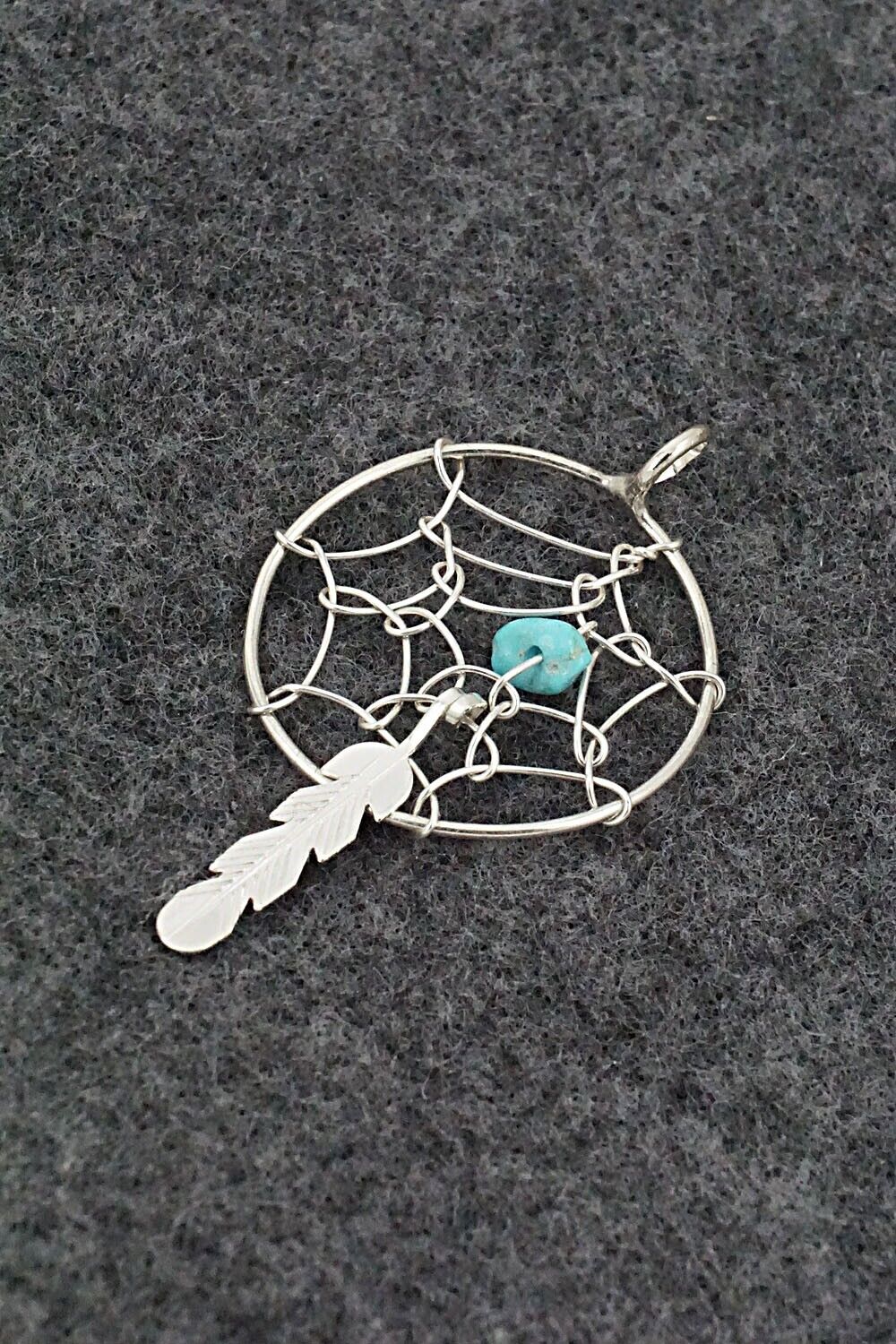 Turquoise and Sterling Silver Pendant - Helena Yazzie - Image 4