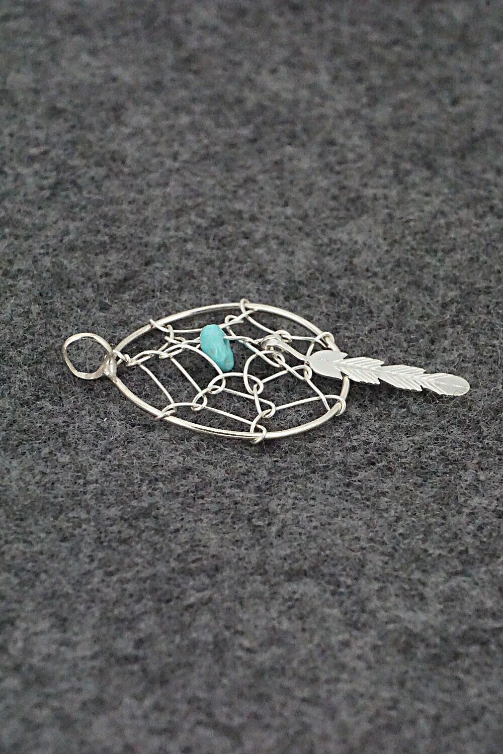 Turquoise and Sterling Silver Pendant - Helena Yazzie - Image 5