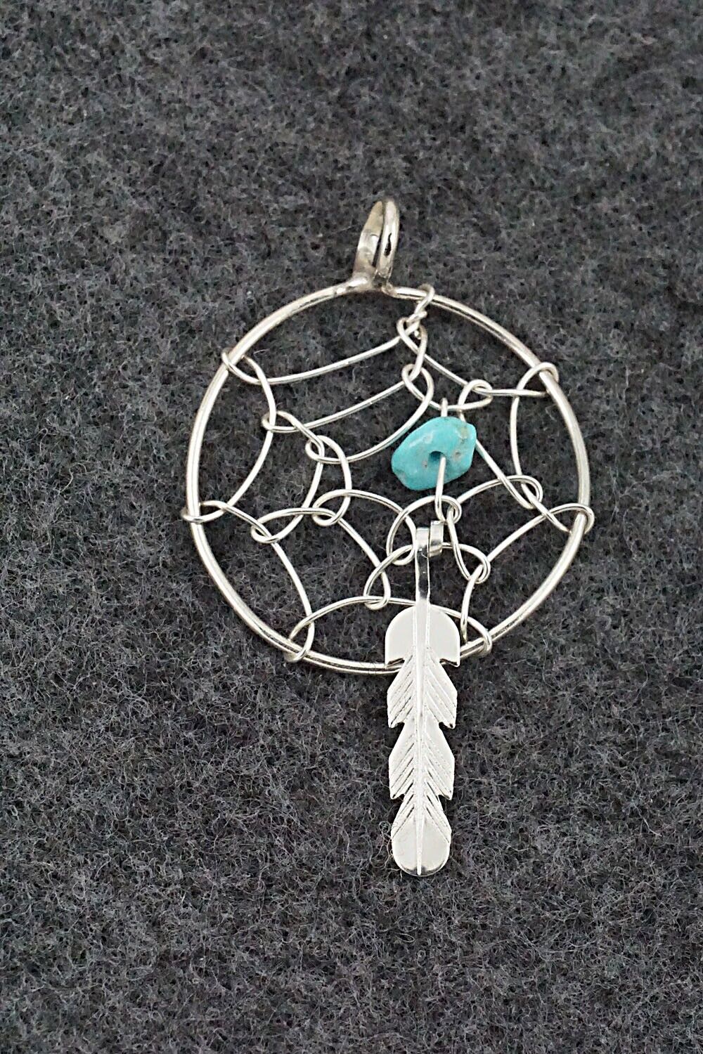 Turquoise and Sterling Silver Pendant - Helena Yazzie - Image 7