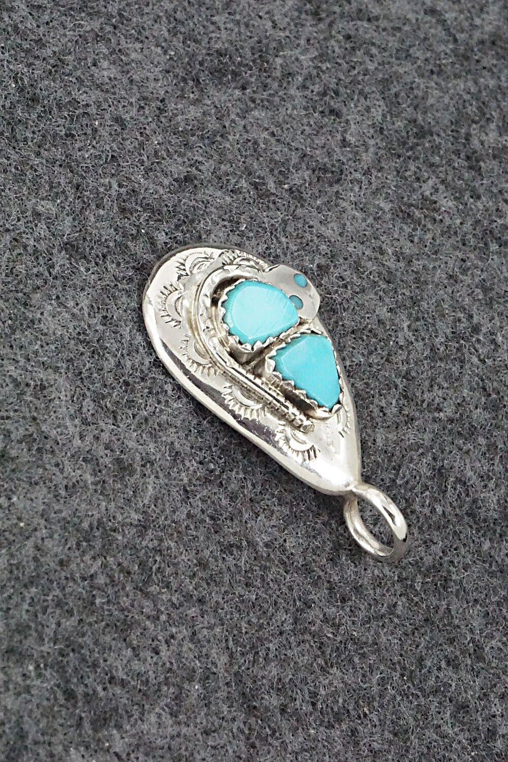 Turquoise and Sterling Silver Pendant - Joy Calavaza - Image 3