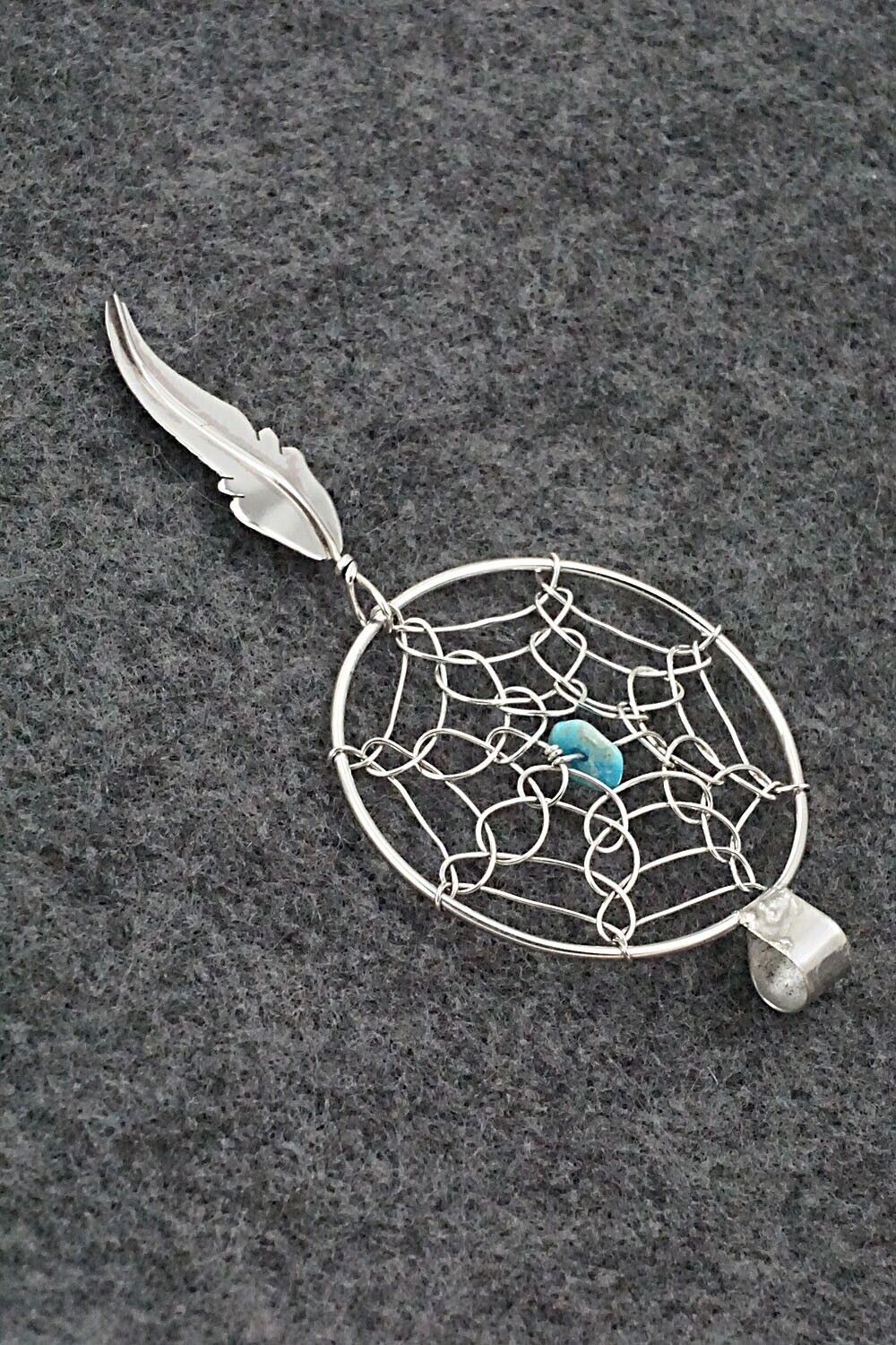 Turquoise and Sterling Silver Pendant - Lorenzo Arviso - Image 3