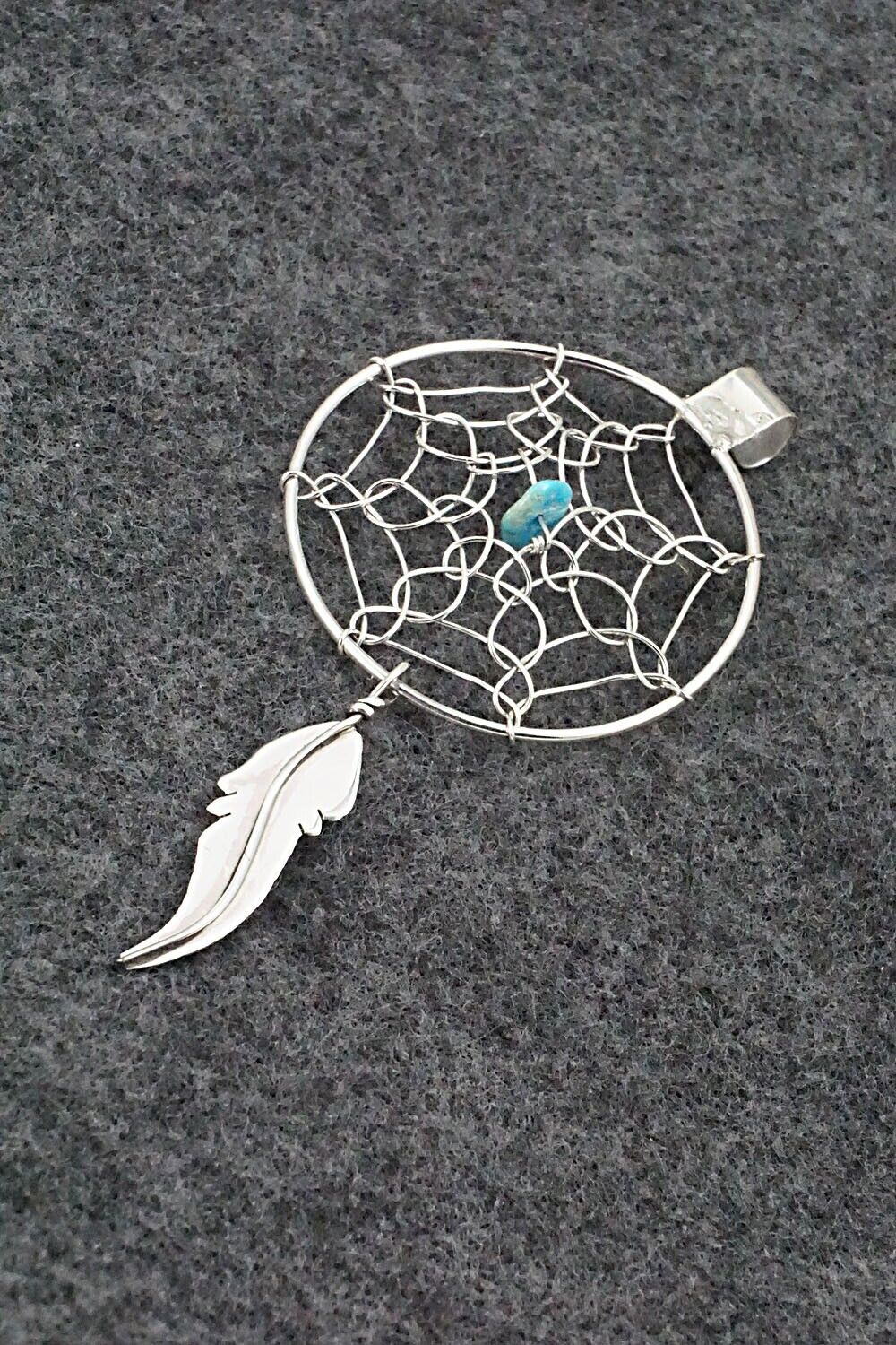 Turquoise and Sterling Silver Pendant - Lorenzo Arviso - Image 4