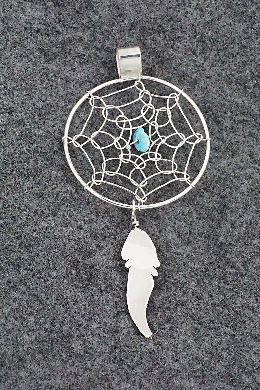 Turquoise and Sterling Silver Pendant - Lorenzo Arviso - Image 6