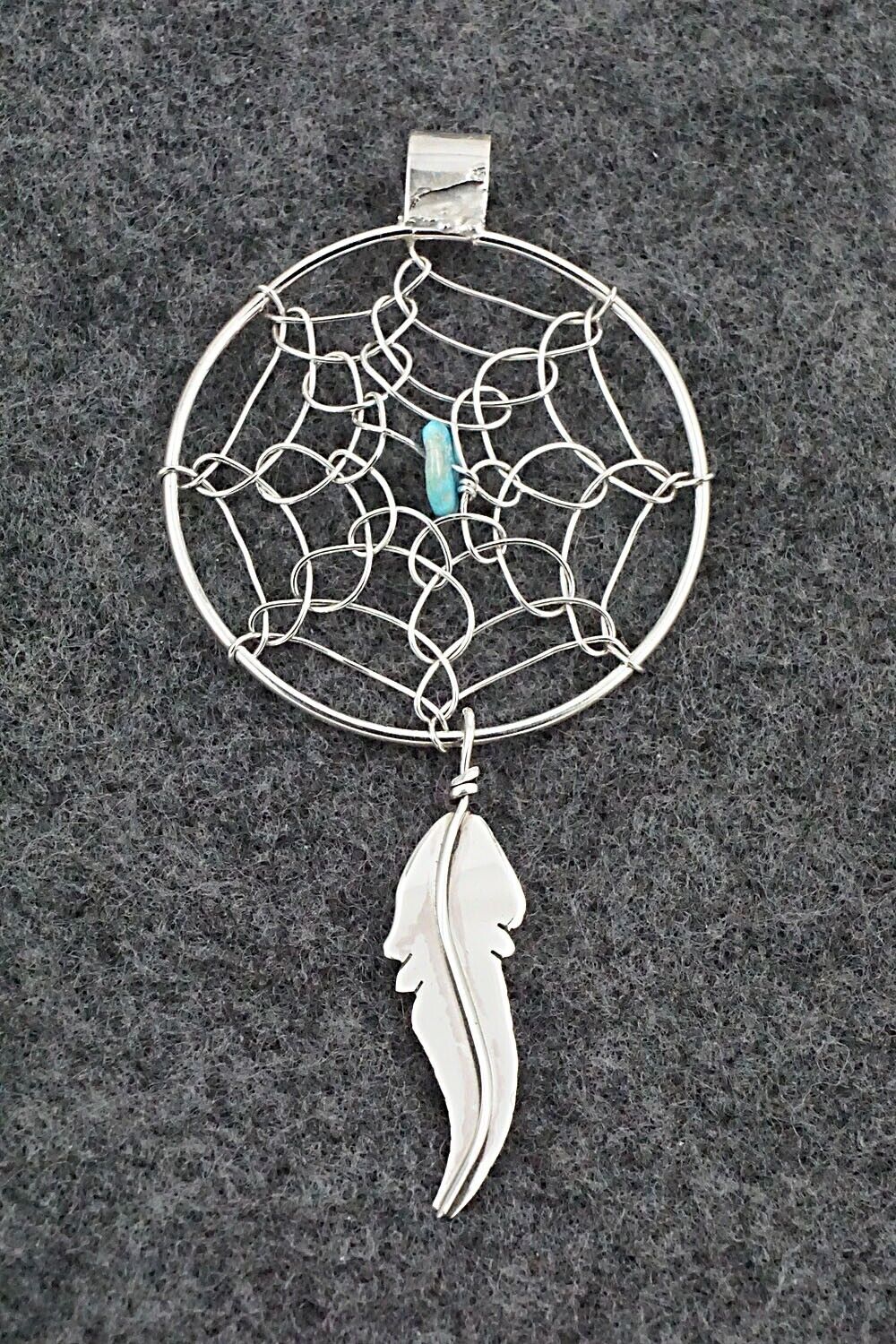 Turquoise and Sterling Silver Pendant - Lorenzo Arviso - Image 7