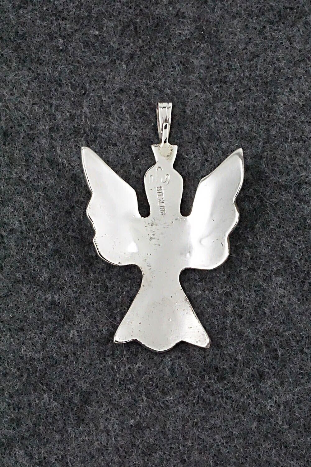 Turquoise, Coral and Sterling Silver Pendant - Jolene Yazzie - Image 6