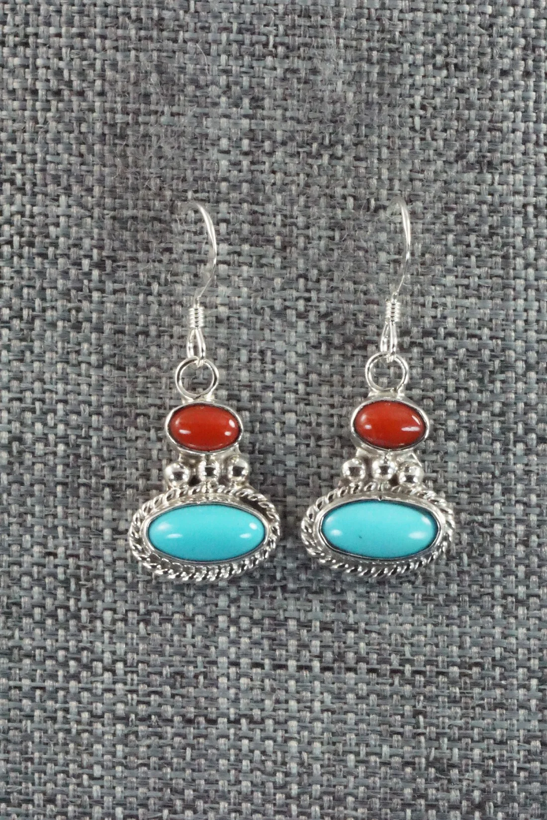 Turquoise, Coral & Sterling Silver Earrings - Annie Spencer - Image 8