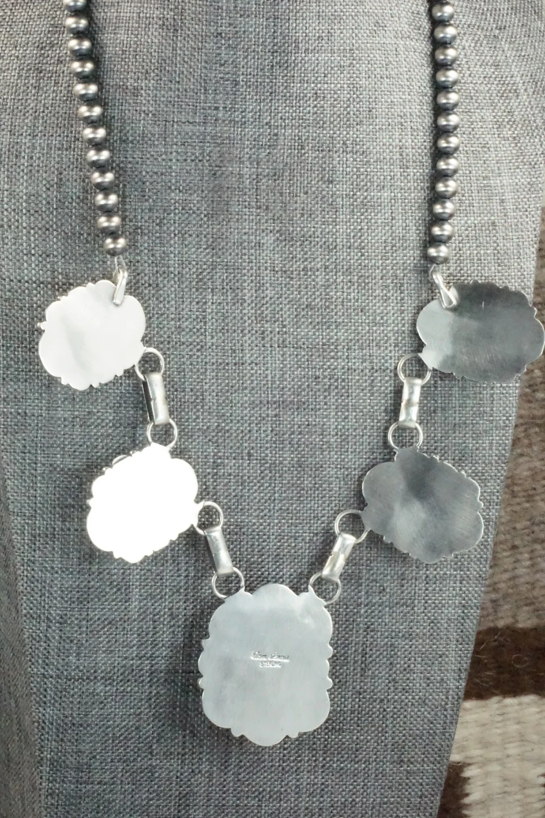 Turquoise, Coral & Sterling Silver Necklace and Earrings Set - Tom Lewis - Image 11