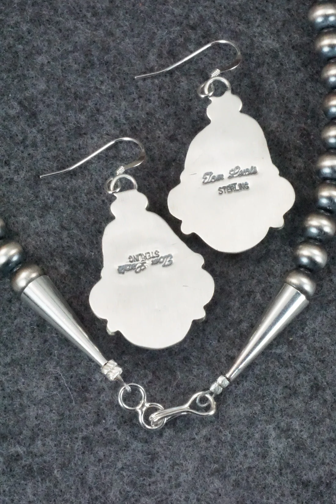 Turquoise, Coral & Sterling Silver Necklace and Earrings Set - Tom Lewis - Image 12