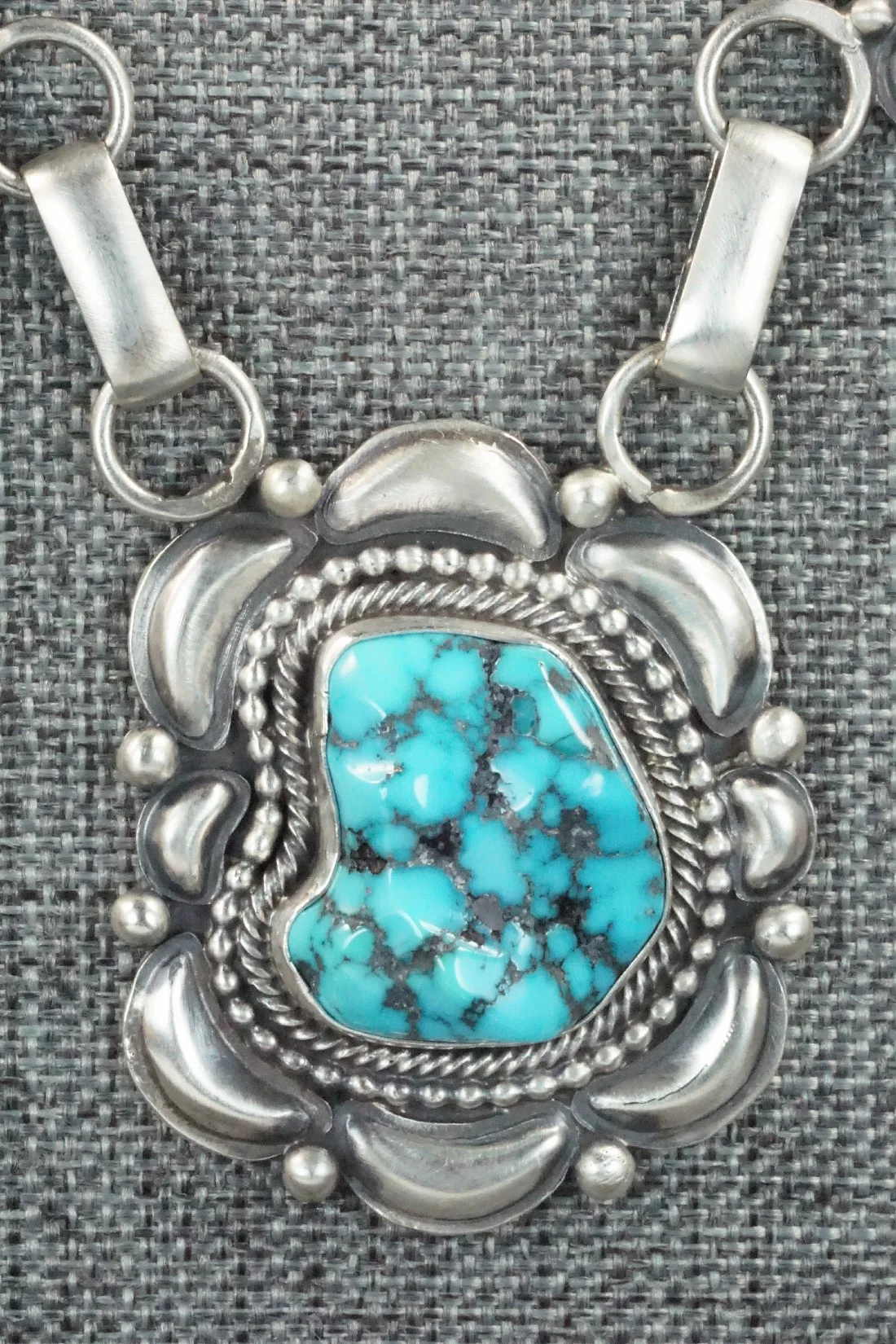 Turquoise, Coral & Sterling Silver Necklace and Earrings Set - Tom Lewis - Image 7