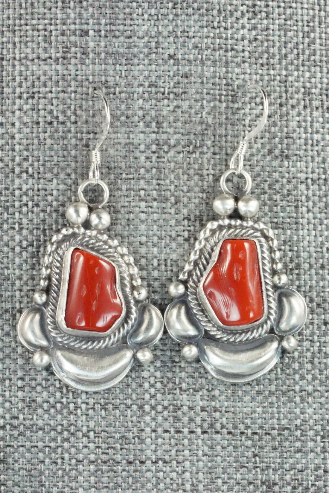 Turquoise, Coral & Sterling Silver Necklace and Earrings Set - Tom Lewis - Image 8