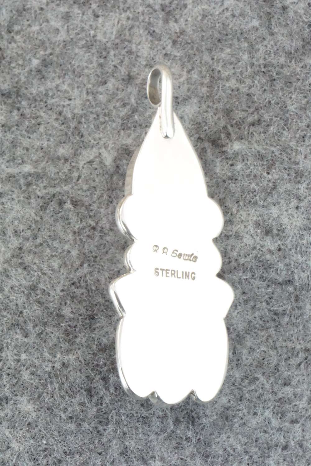 Turquoise, Coral & Sterling Silver Pendant - Roger Lewis - Image 5