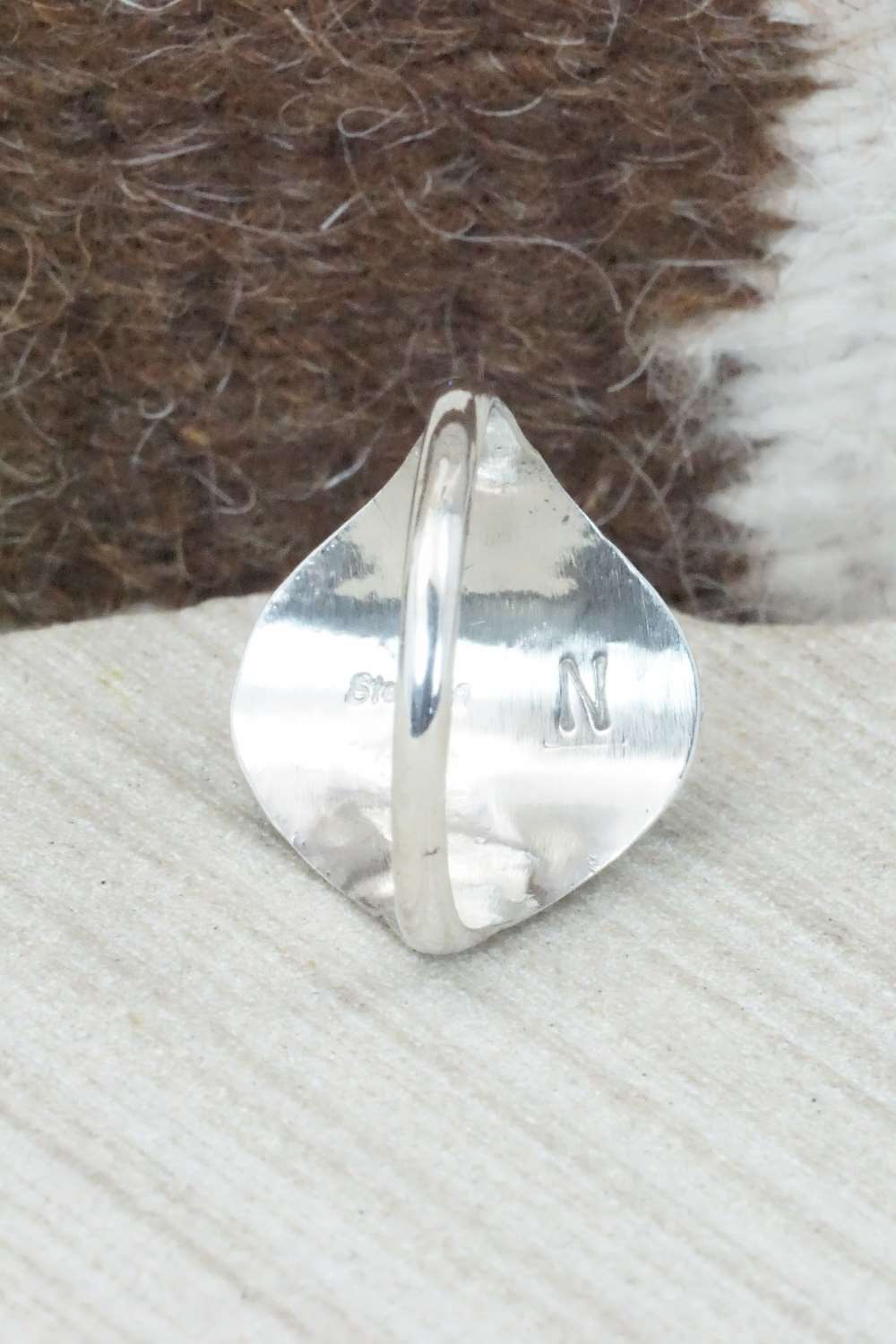 Turquoise, Coral & Sterling Silver Ring - Pauline Nelson - Size 12.75 - Image 5