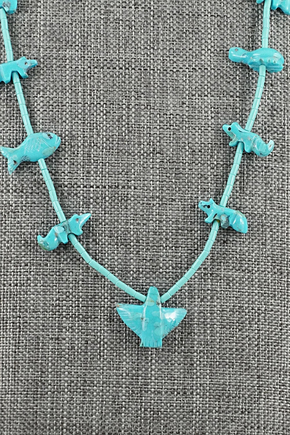 Turquoise Fetish Carving & Sterling Silver Necklace - Hector Goodluck - Image 3