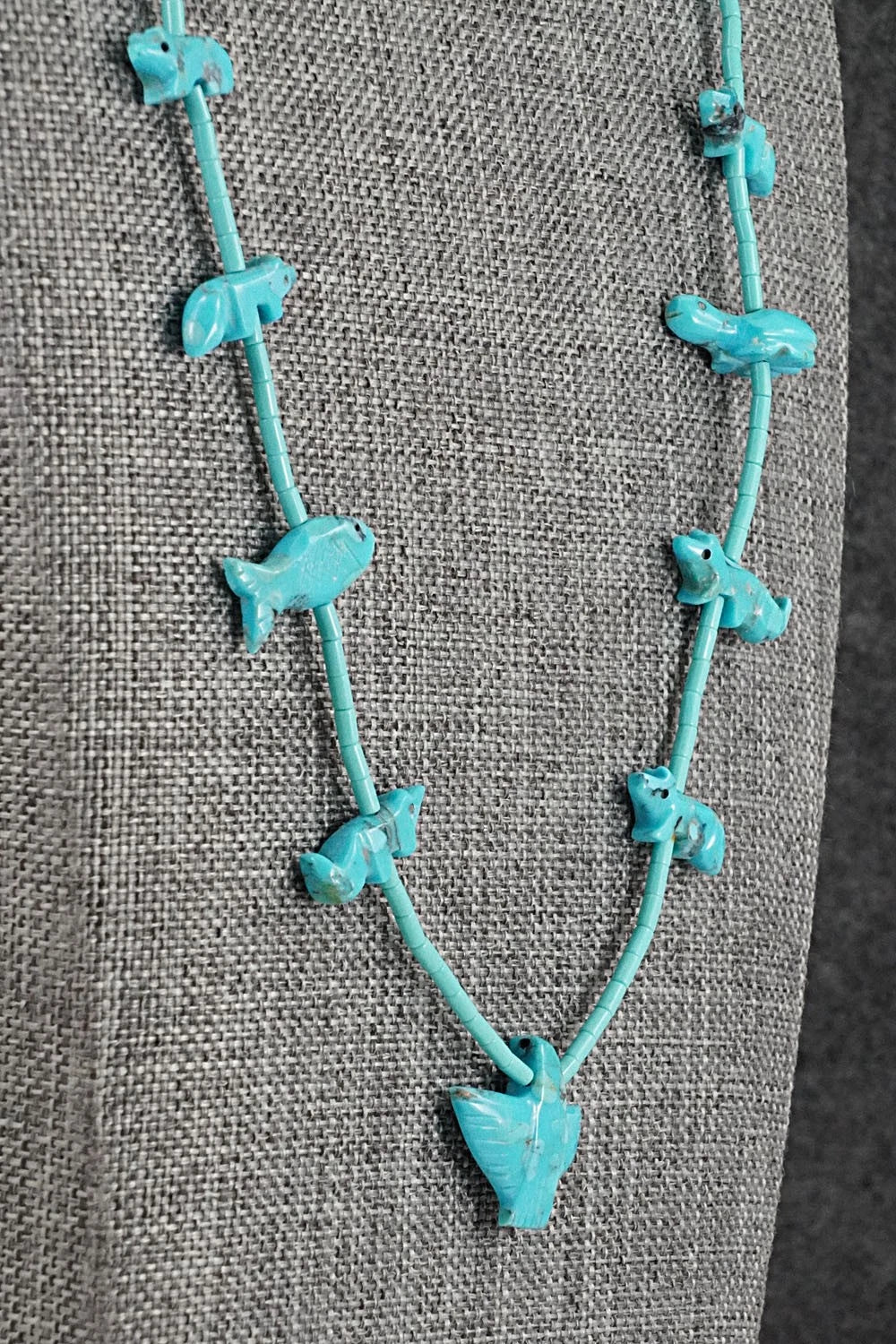 Turquoise Fetish Carving & Sterling Silver Necklace - Hector Goodluck - Image 5