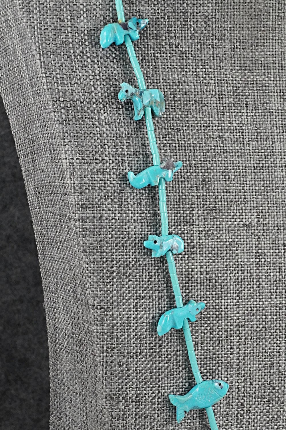 Turquoise Fetish Carving & Sterling Silver Necklace - Hector Goodluck - Image 6