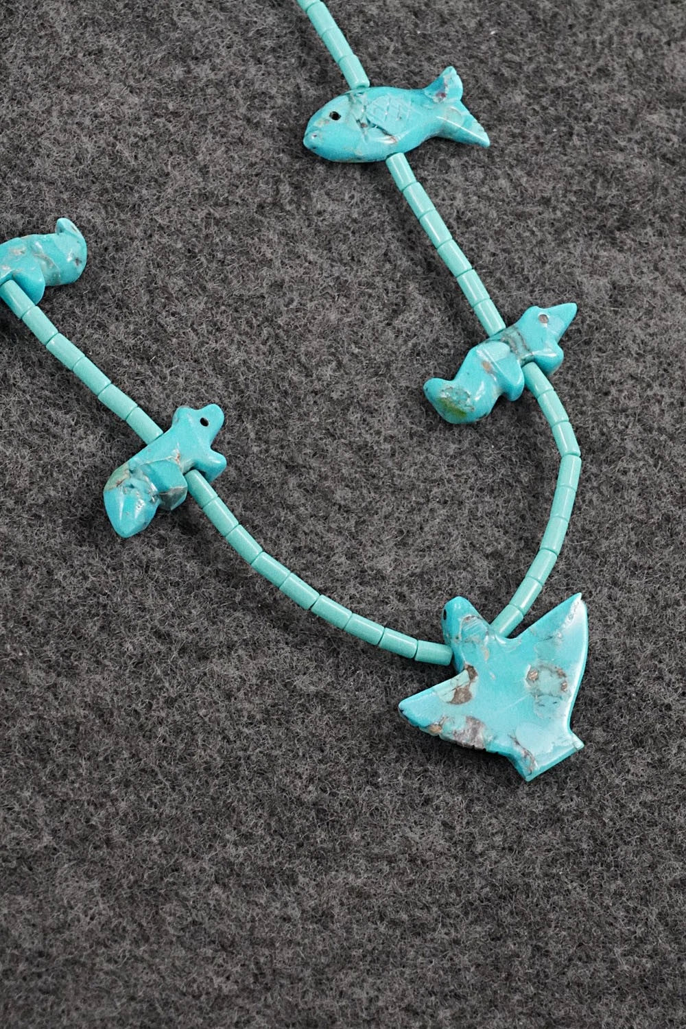 Turquoise Fetish Carving & Sterling Silver Necklace - Hector Goodluck - Image 9
