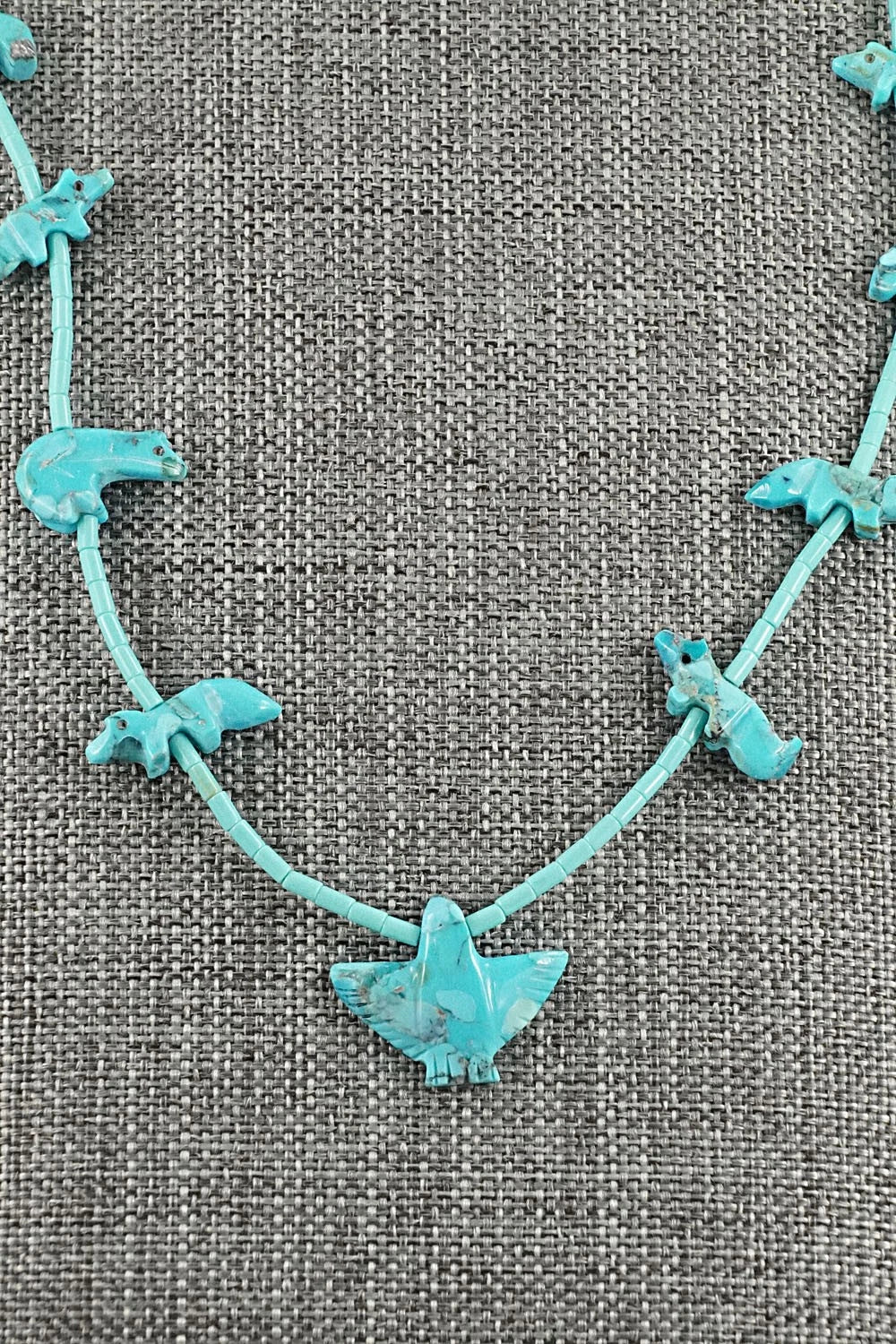Turquoise Fetish Carving & Sterling Silver Necklace - Hector Goodluck - Image 3