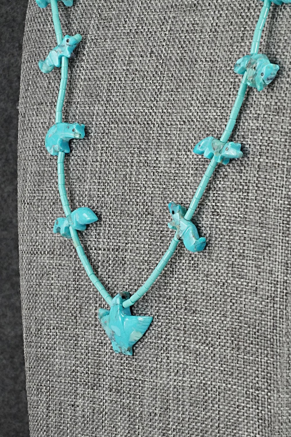 Turquoise Fetish Carving & Sterling Silver Necklace - Hector Goodluck - Image 4