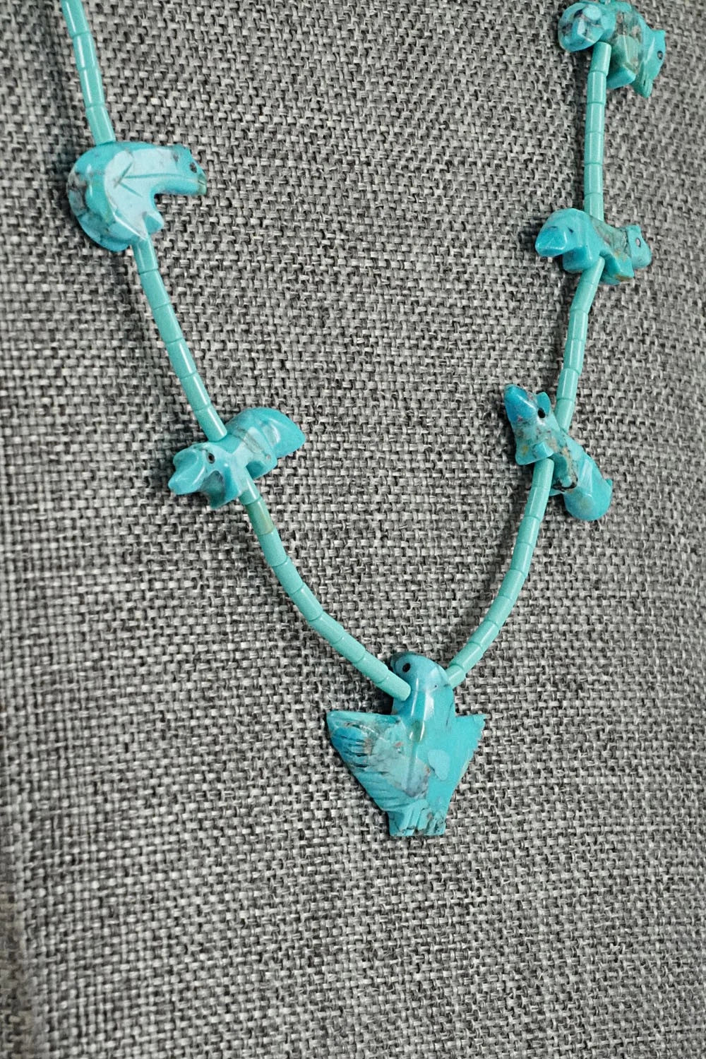 Turquoise Fetish Carving & Sterling Silver Necklace - Hector Goodluck - Image 5