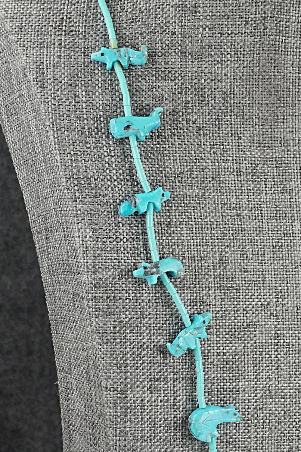 Turquoise Fetish Carving & Sterling Silver Necklace - Hector Goodluck - Image 6