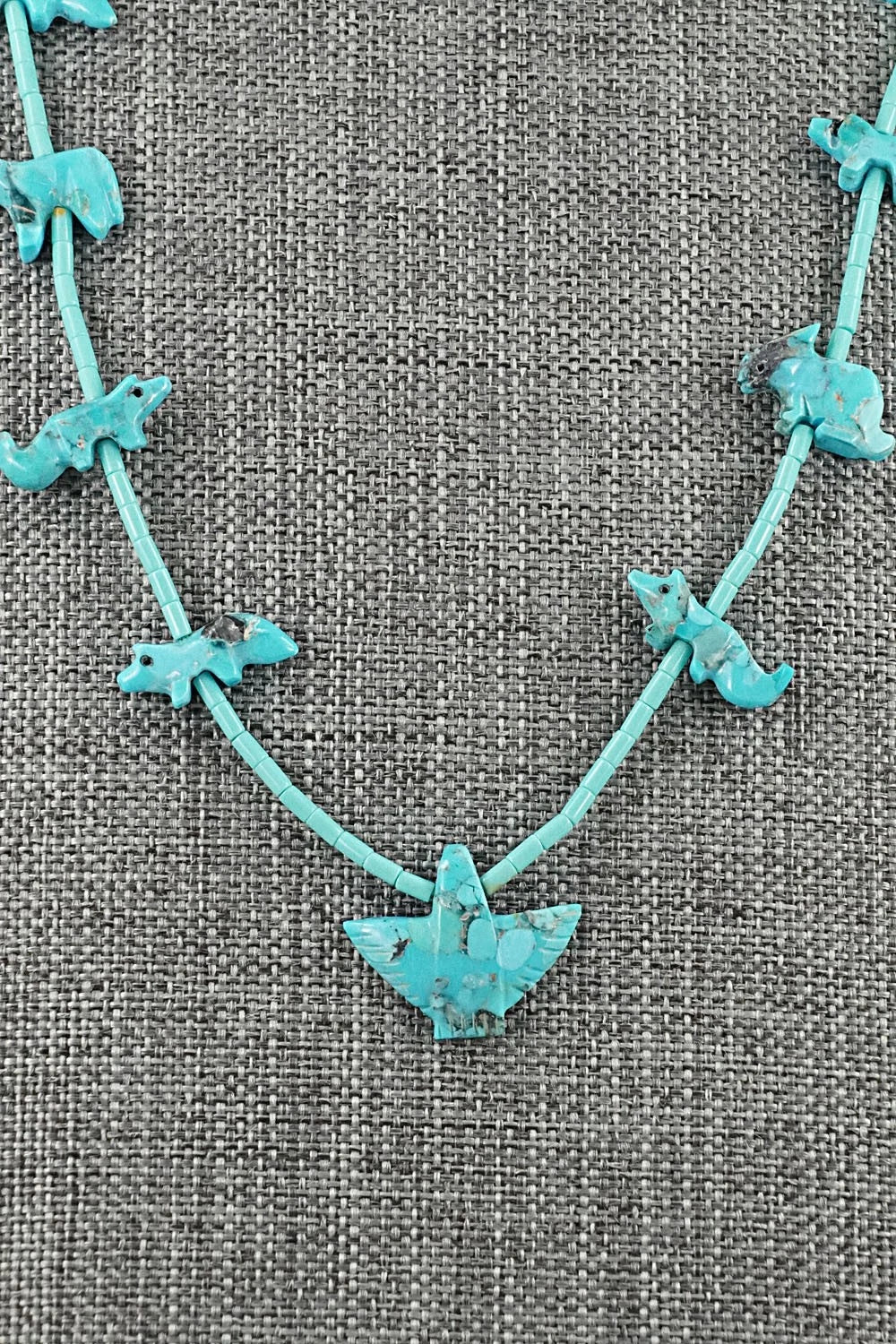 Turquoise Fetish Carving & Sterling Silver Necklace - Hector Goodluck - Image 3
