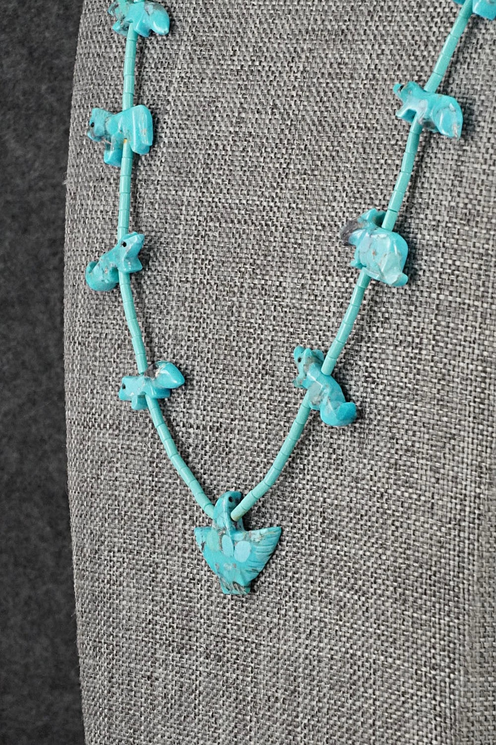 Turquoise Fetish Carving & Sterling Silver Necklace - Hector Goodluck - Image 4