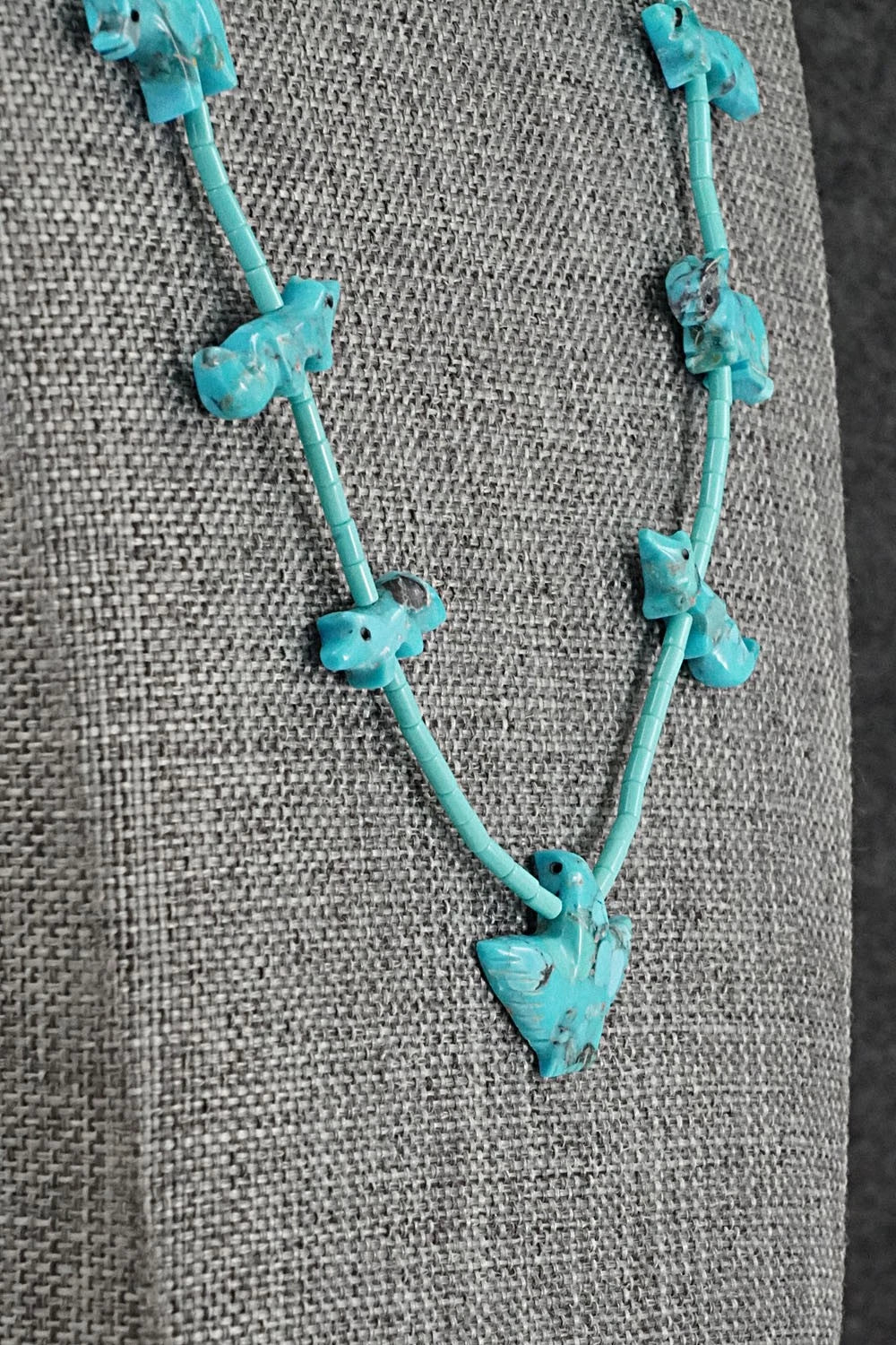 Turquoise Fetish Carving & Sterling Silver Necklace - Hector Goodluck - Image 5