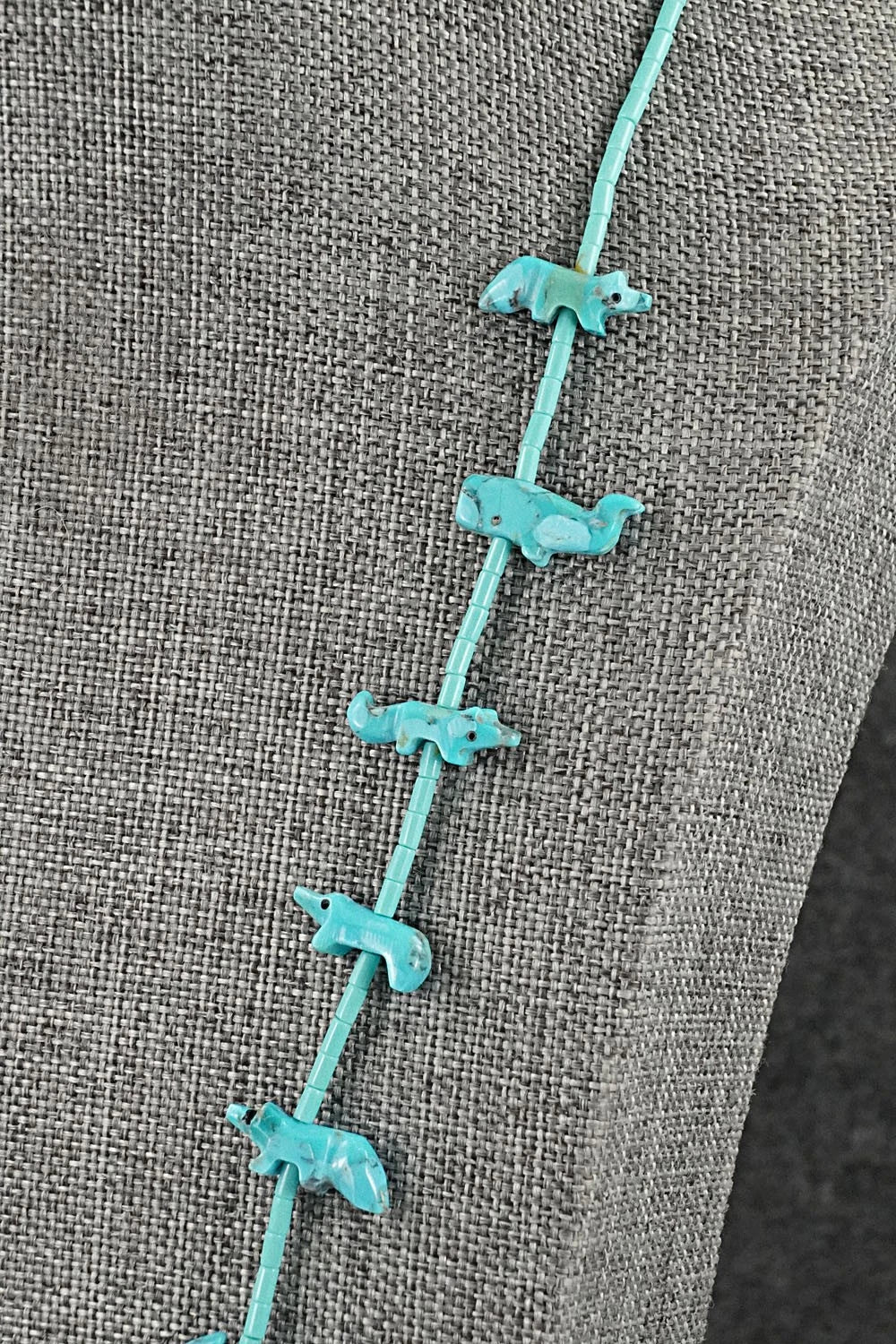 Turquoise Fetish Carving & Sterling Silver Necklace - Hector Goodluck - Image 7