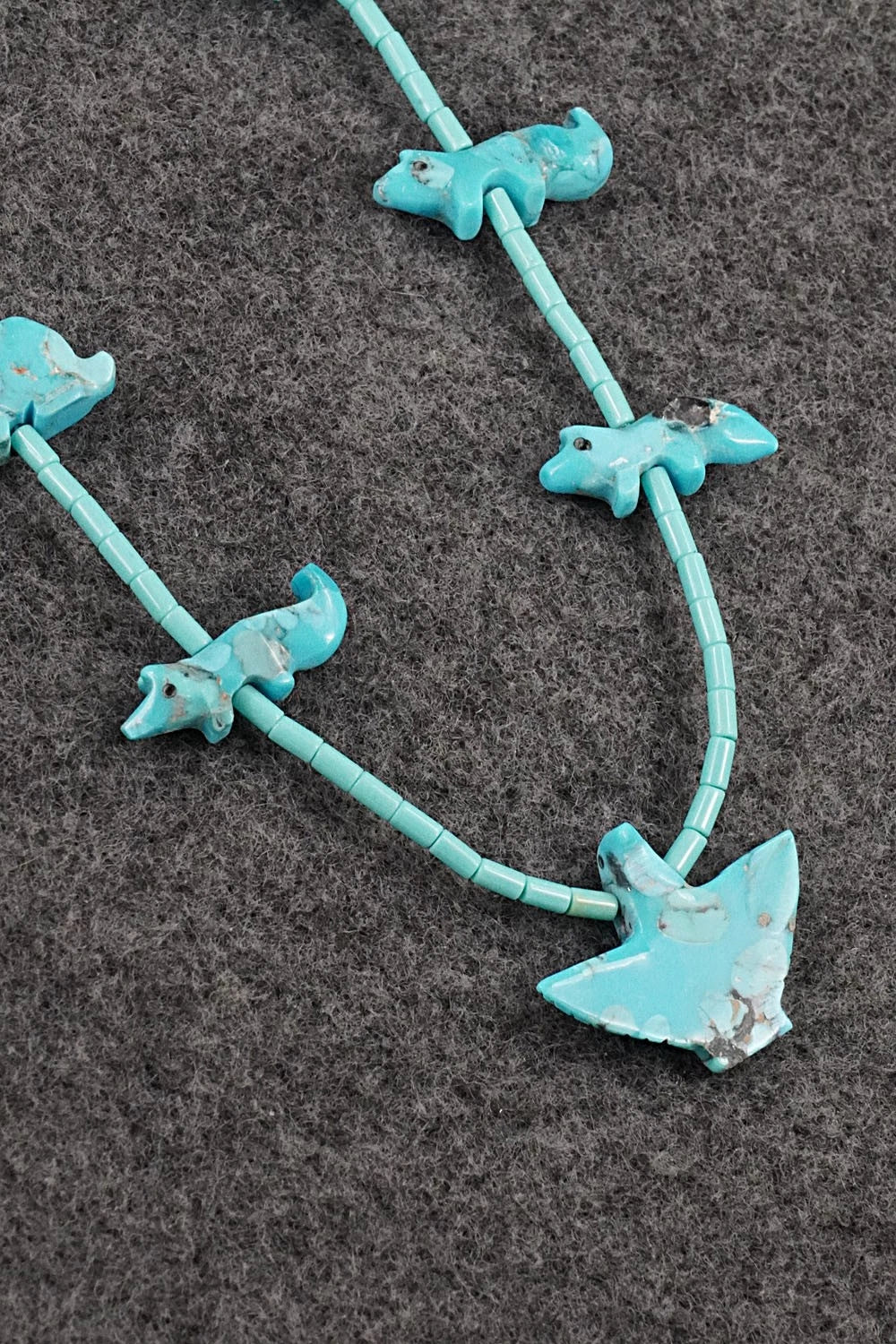 Turquoise Fetish Carving & Sterling Silver Necklace - Hector Goodluck - Image 9