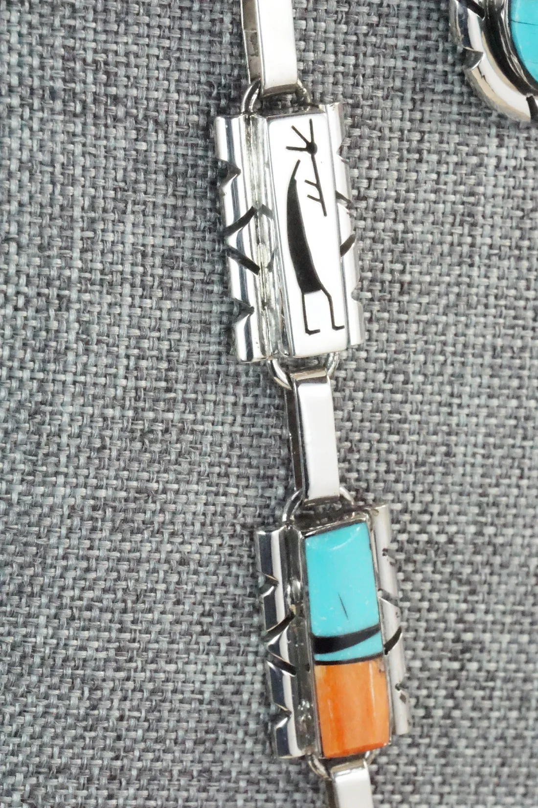 Turquoise, Spiny Oyster, Onyx & Sterling Silver Necklace Set - Sandra Parkett - Image 6