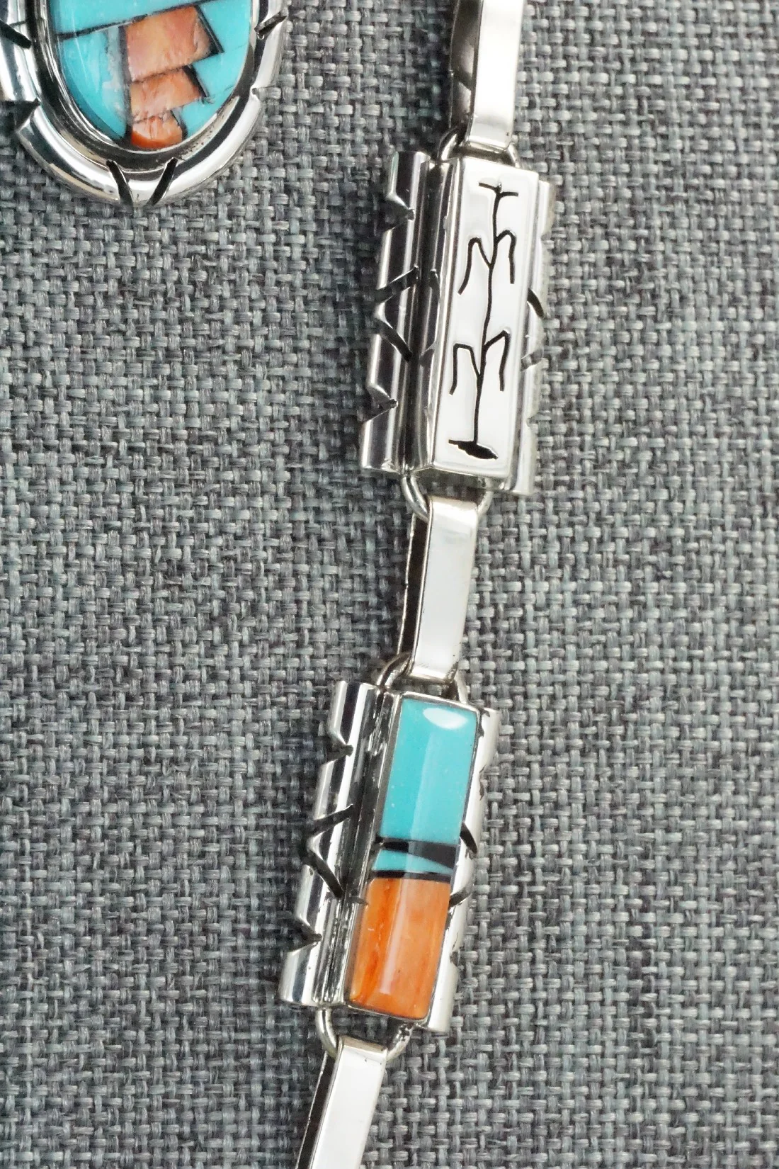 Turquoise, Spiny Oyster, Onyx & Sterling Silver Necklace Set - Sandra Parkett - Image 8