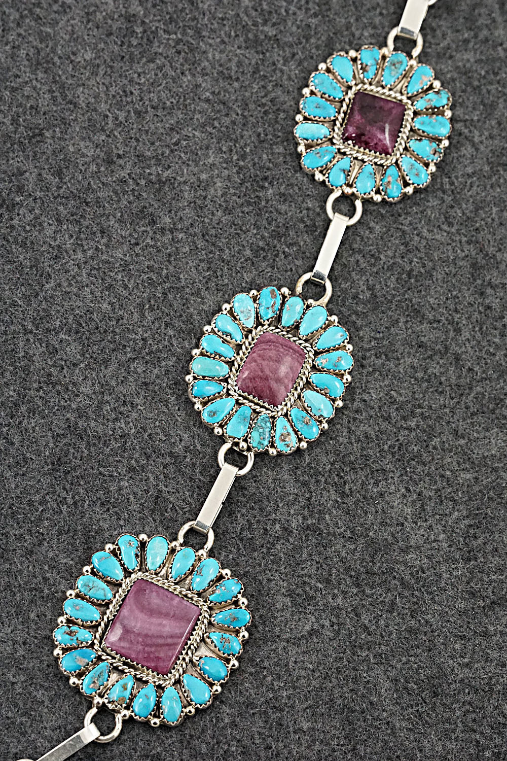 Turquoise, Spiny Oyster & Sterling Silver Necklace and Earrings - Justina Wilson - Image 6