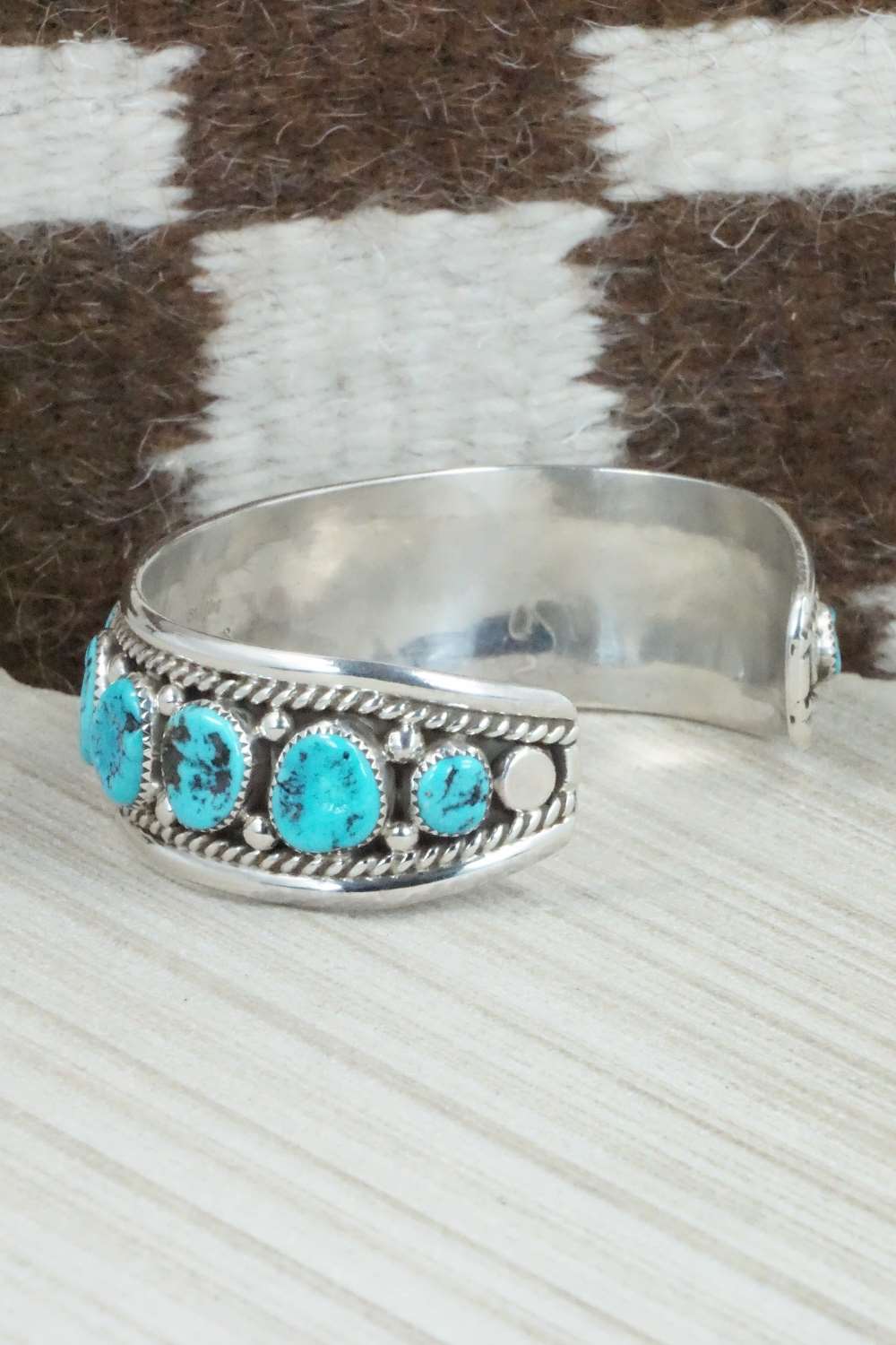 Turquoise & Sterling Silver Bracelet - Anthony Brown - Image 4