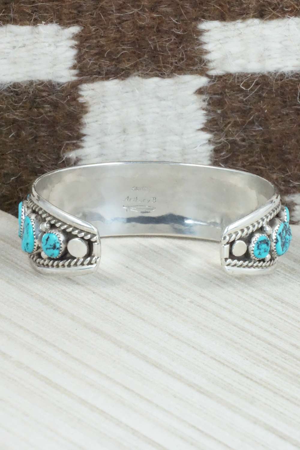 Turquoise & Sterling Silver Bracelet - Anthony Brown - Image 5