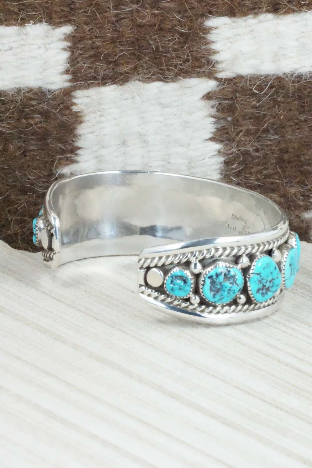 Turquoise & Sterling Silver Bracelet - Anthony Brown - Image 6